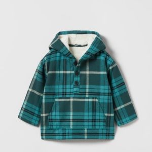 👶🏻NWT ZARA Baby fleece plaid over shirt jacket size 6 months